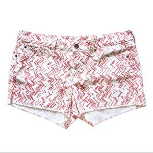 GAP Coral & White Pattern Zig Zag Maddie Shorts Summer Aztec Orange Cut Offs